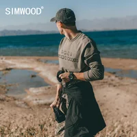 SIMWOOD 2021 Autumn New Vintage Inspired Letter Print Long Sleeve T-Shirts Men 100% Cotton Fabric Oversize Workwear Tops