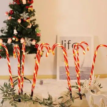 

Cane Walkway Light 10 Stakes 110V Eco-Friendly Landscape Lights Crutch Lamp Warm White US Plug Festival Christmas Decoration