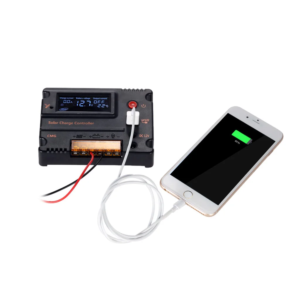 

Hot New 20A Solar Charge Controller Solar Panel Battery Regulator Auto Switch Solar Controller Temperature Compensation 12V/24V