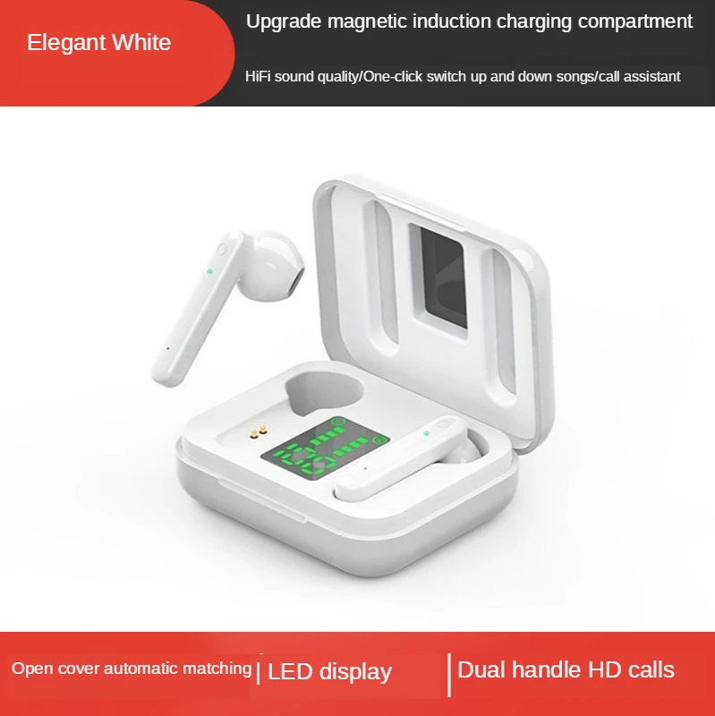 Free shipping wireless touch Bluetooth Digital Display The portable charging case uses magnets to open the lid in seconds