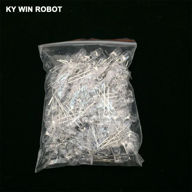 100pcs 5mm LED Diode 5 mm Assorted Kit White Green Red Blue Yellow Orange Pink Purple Warm white DIY Light Emitting Diode 100pcs White