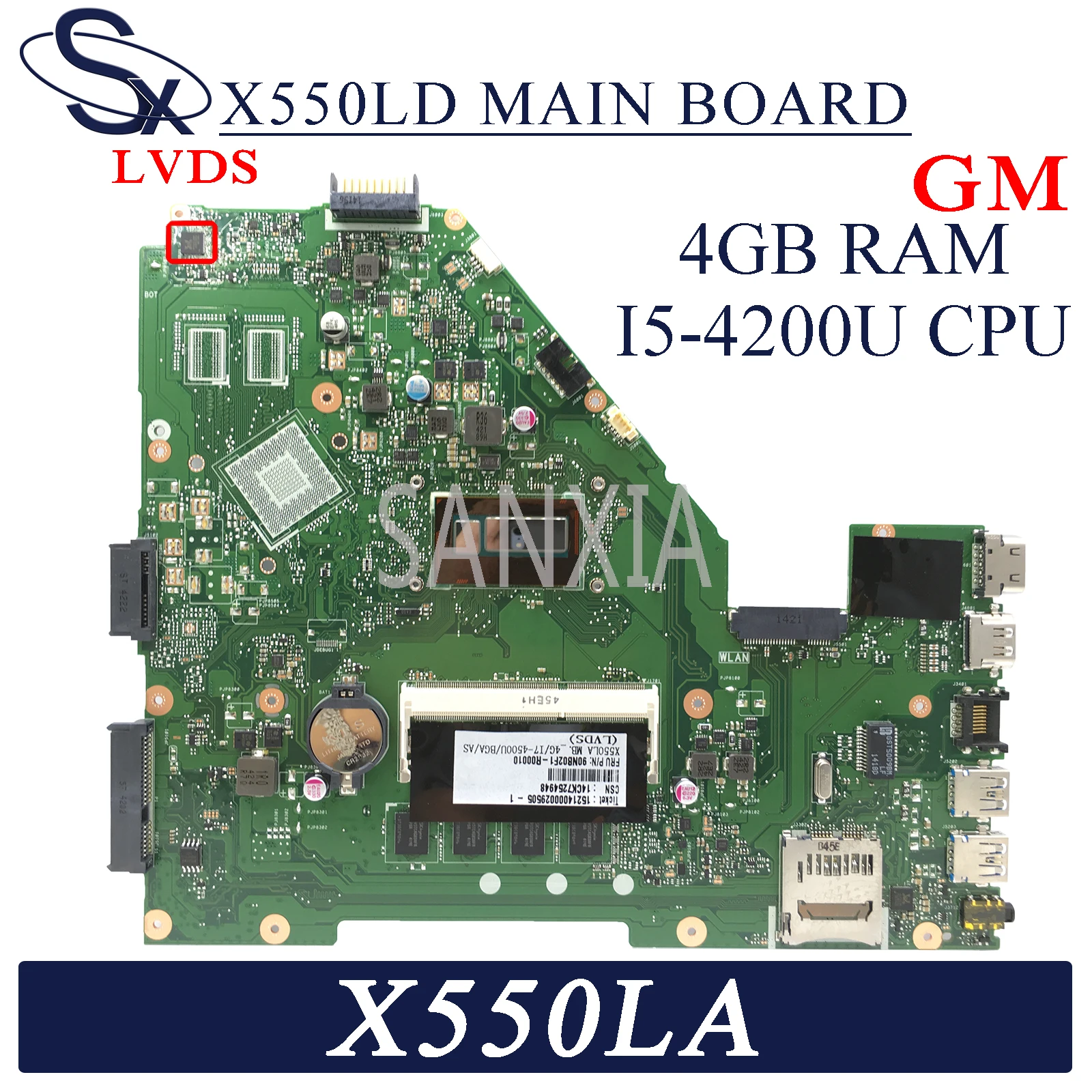 KEFU X550LD материнская плата для ноутбука ASUS X550LA X550LC X550LN X550L оригинальная DDR3L 4GB-RAM I5-4200U