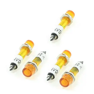 DC 24V 2 штифтовые наконечники сигнальные лампы оранжевый индикатор 5 шт