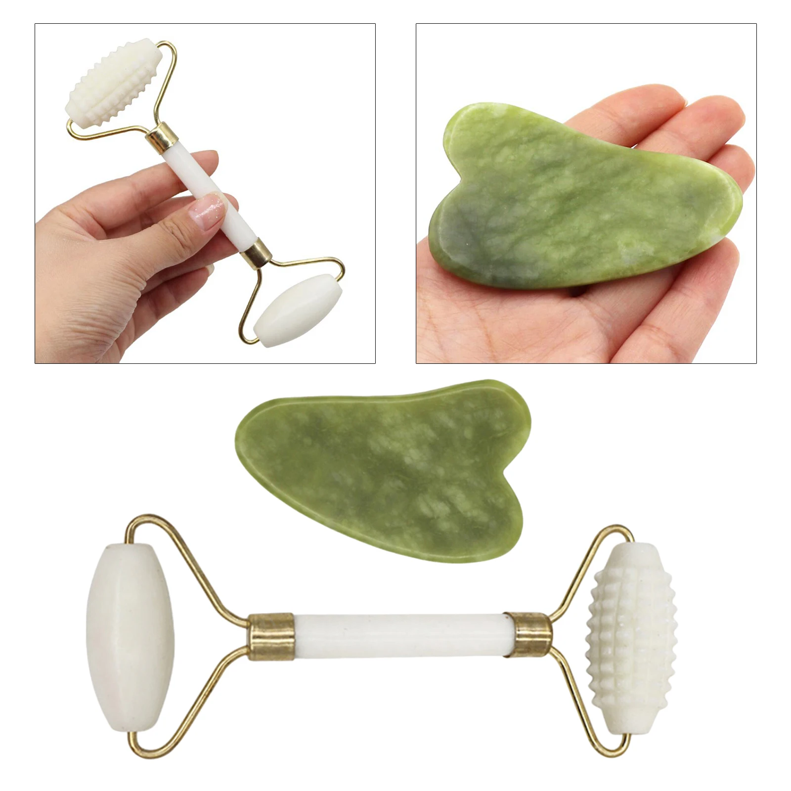 Jade Face Roller Gua Sha Tool Set For Skin Eyes Lift Reduce Wrinkles Anti Aging Ice Roller Face Face Massager Facial Massager