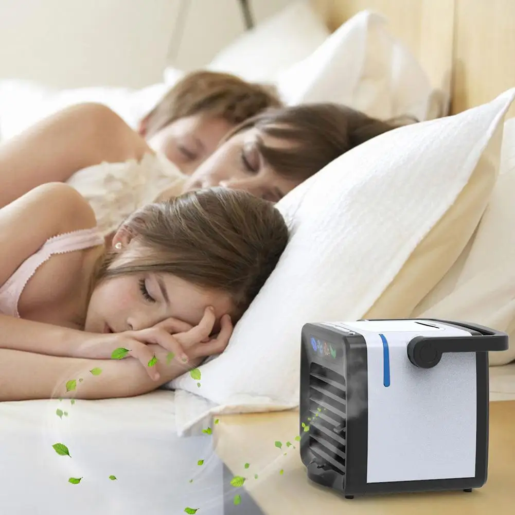 

Mini Portable USB Air Conditioner Humidifier Purifier LED Light Cooling Fan