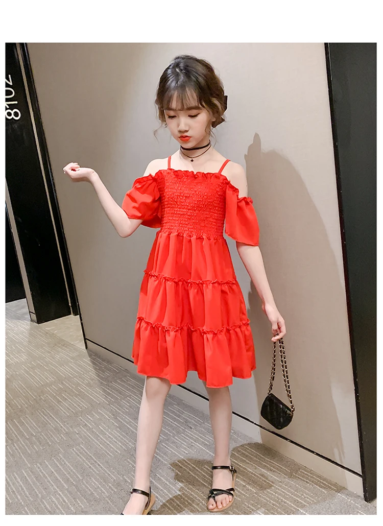 Baby Girl Summer Dress 2021  Lace Enfant  Party  Dresses  Kids 3-12 Years Birthday Dress  Red Black Summer Vestidos baby girl doll skirt