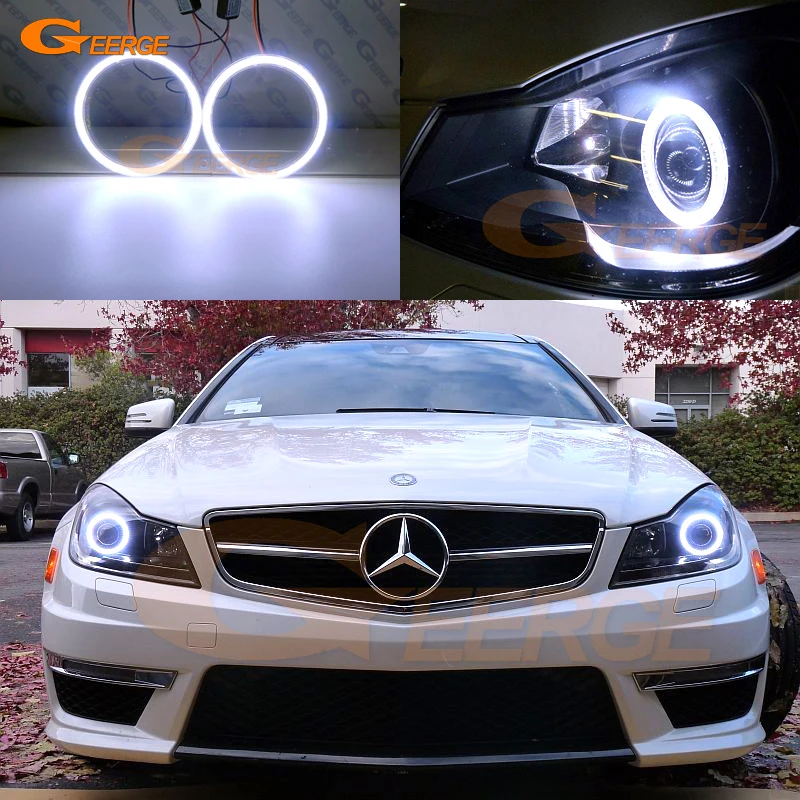 For Mercedes Benz C Class C4 S4 W4 Facelift 11 14 Xenon Headlight Ultra Bright Cob Led Angel Eyes Halo Rings Day Light Car Light Accessories Aliexpress