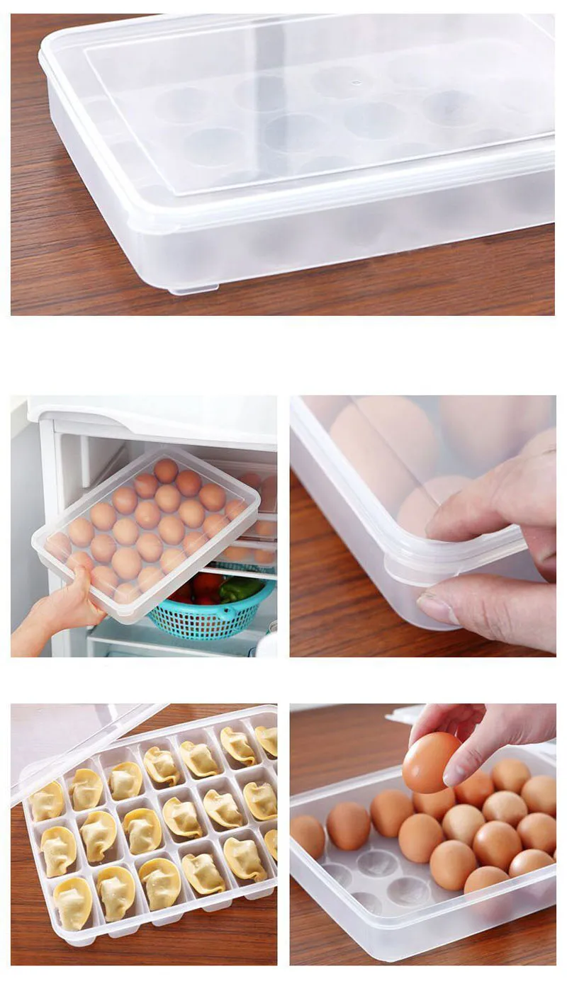 24 Eggs Holder Eggs Dispencer Refrigerator Food Storage Box Container Space-saving Eggs Boxes Organizer Utensils Kitchen supplie