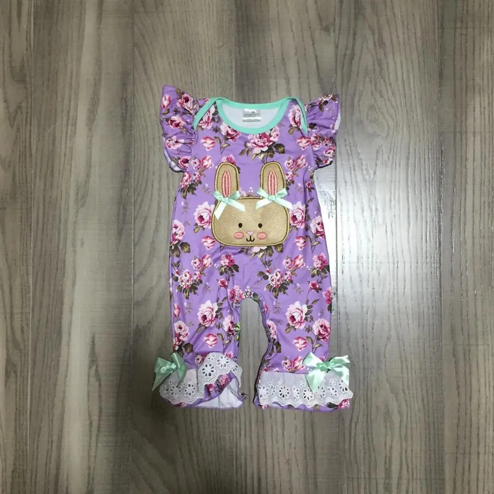 romper Sring/Летняя Пасхальная Одежда для маленьких девочек; одежда для детей; платье из молочного шелка; комбинезон с кроликом; короткий рукав; длина до колена; подходящие аксессуары - Цвет: romper