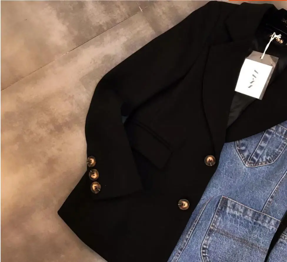 Маленький костюм, куртка, новая осенняя Женская куртка, джинсовый однобортный пиджак с вышивкой, костюм, пальто, модная джинсовая куртка