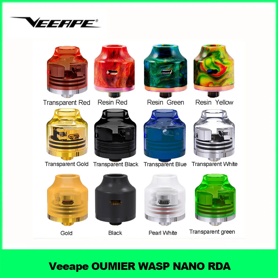 Оригинальный резервуар Veeape OUMIER WASP NANO RDA 22 мм Регулируемый воздушный поток