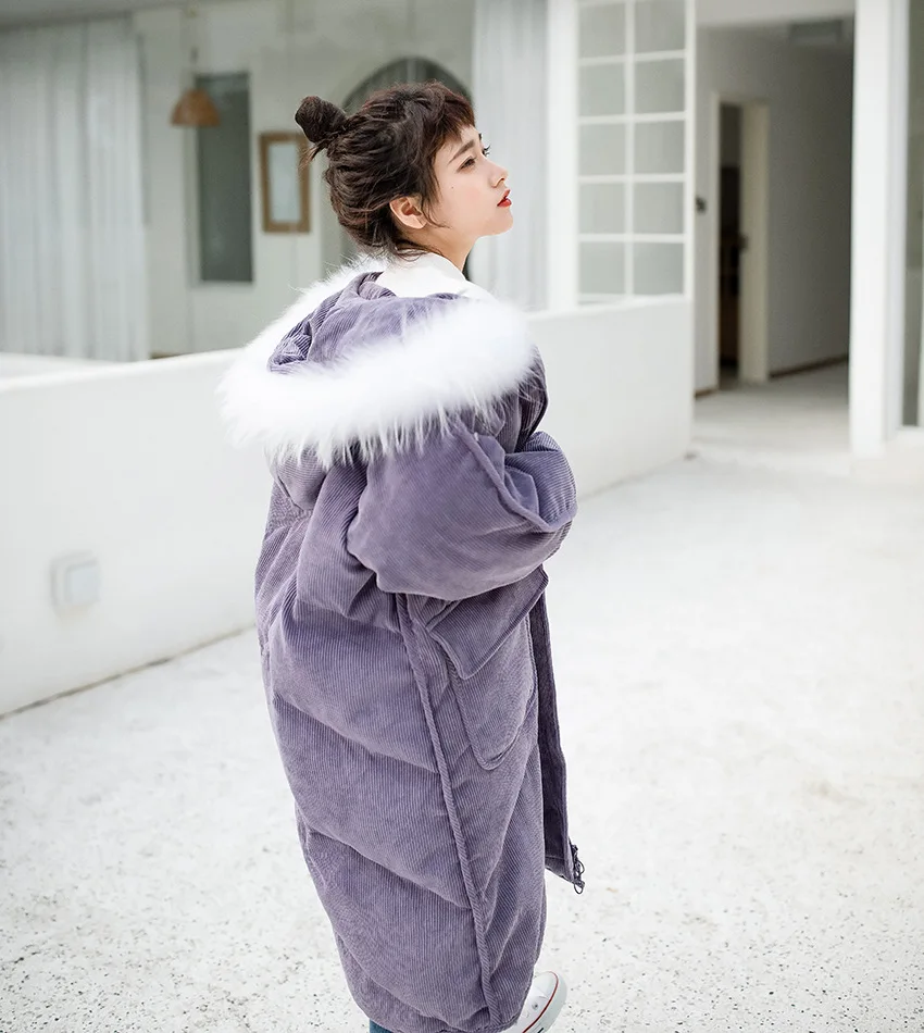 

Kemai Photo Shoot Video Ribbed Pattern Jacquard down Jacket Autumn Clothing New Style Retro Corduroy Mid-length White Duck down