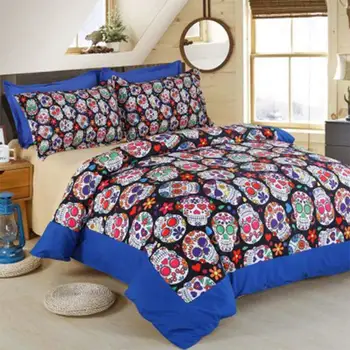 

4 Piece Bedding Set Quilt Cover Sheets Pillowcase Set Personality 3d Skull Print Quilt Cover Quilt Duvet Quilt Cover