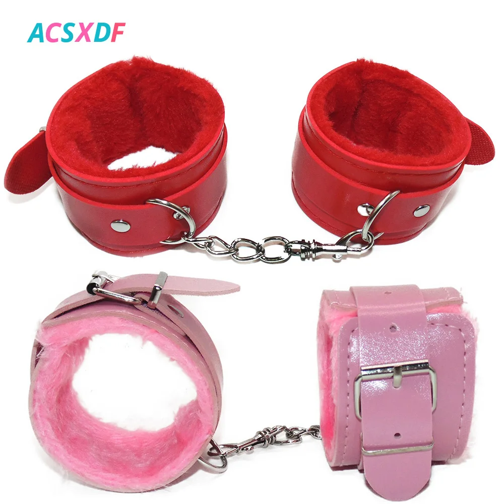 ACSXDF PU Leather Bondage Fetish BDSM Handcuffs Ankle Cuffs Restraints Adult Sex Toy |