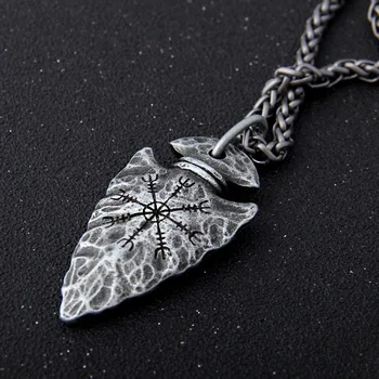

Yage Stainless Steel Chain with Viking Rune "Aegishjalmr" spear pendant necklace as men gift