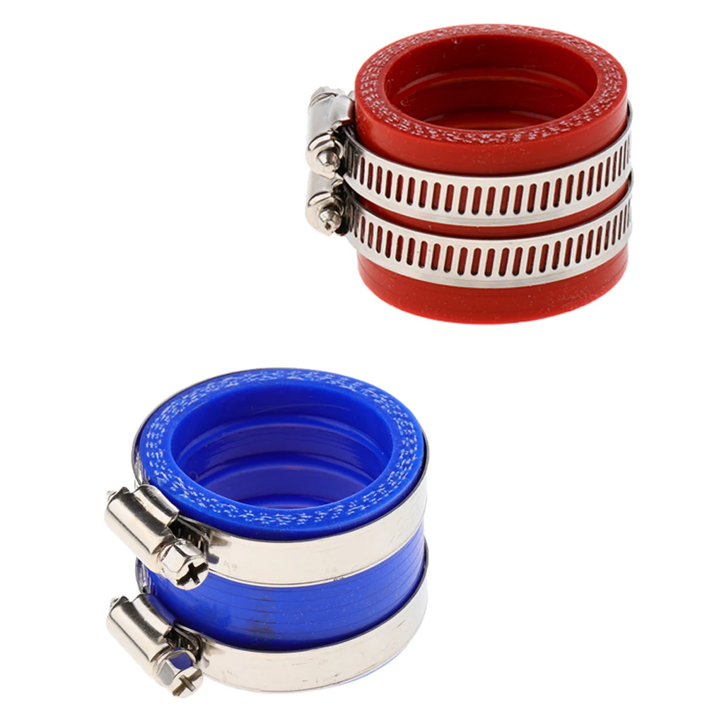2 Pieces Motorcycle 32mm 34mm Intake Manifold Carburetor Boot Joints Fit for PWK OKO KOSO Carb (Red and Blue)