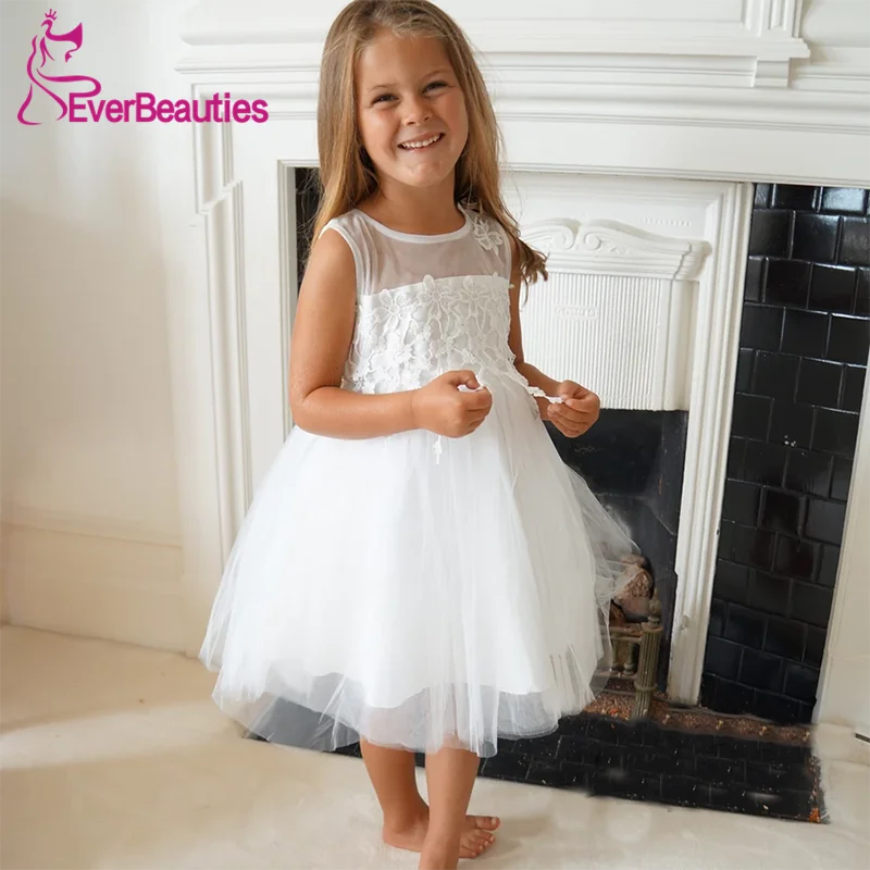 

Flower Girl Dresses Tulle Lace Communion Dresses Ball Gown Party Dress Bow Tie Vestidos De Comunion 2020