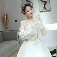 Новые длинные элегантные свадебные аксессуары с перьями для принцессы вечерние длинные тюлевые перчатки для невесты Luva De Noiva ST220