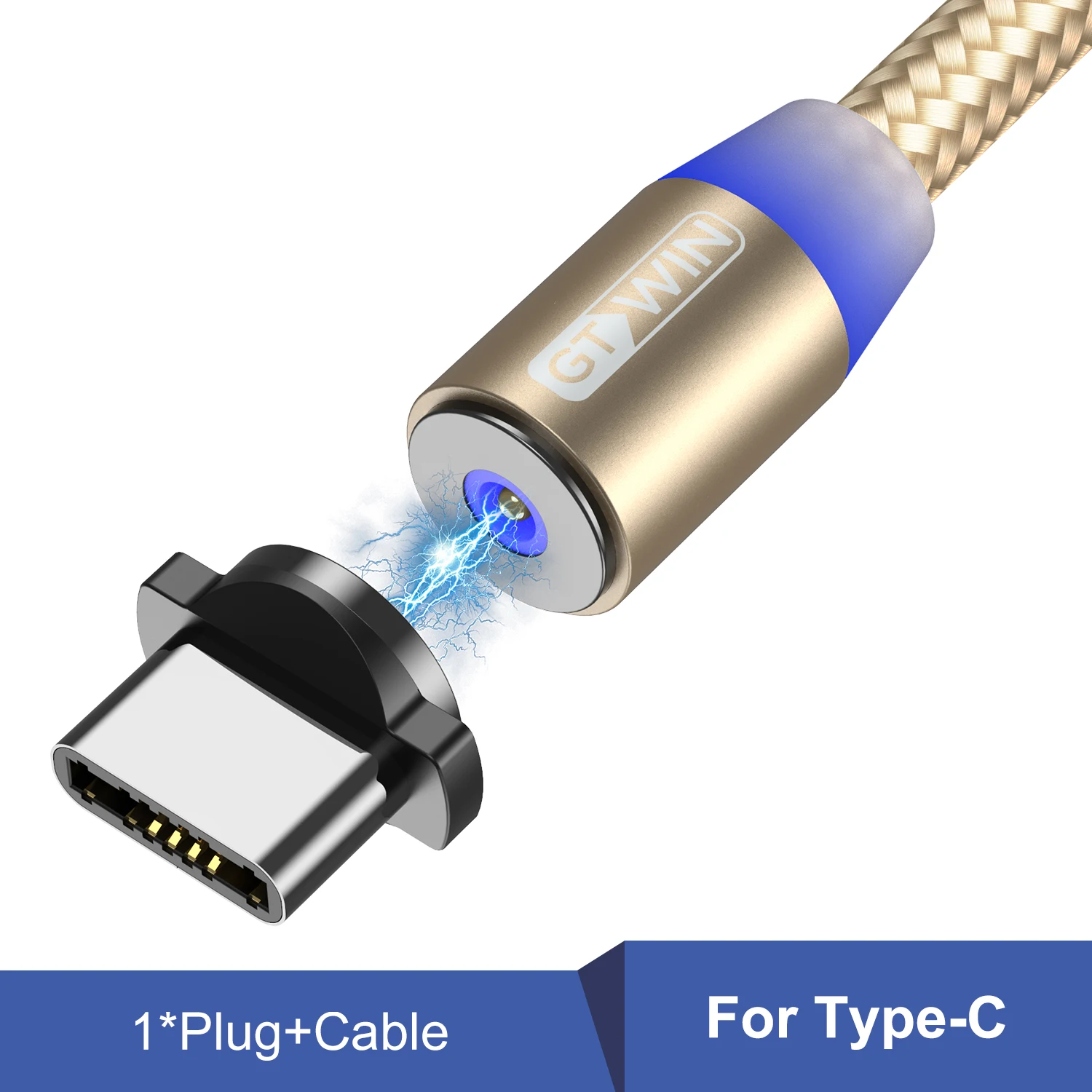 GTWIN Магнитный зарядный usb-кабель для iPhone 11 Pro Max Charge Micro USB type-C кабель для Xiaomi huawei Magnet USB-C зарядное устройство 3 м - Цвет: For Type C Gold