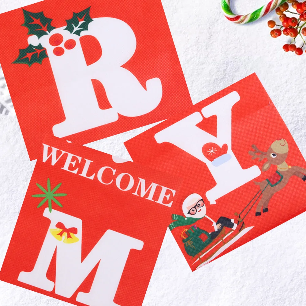 3 Pcs Christmas Banner Hanging Flags Winter Garden Flag Indoor Outdoor Happy Festival Home Decor