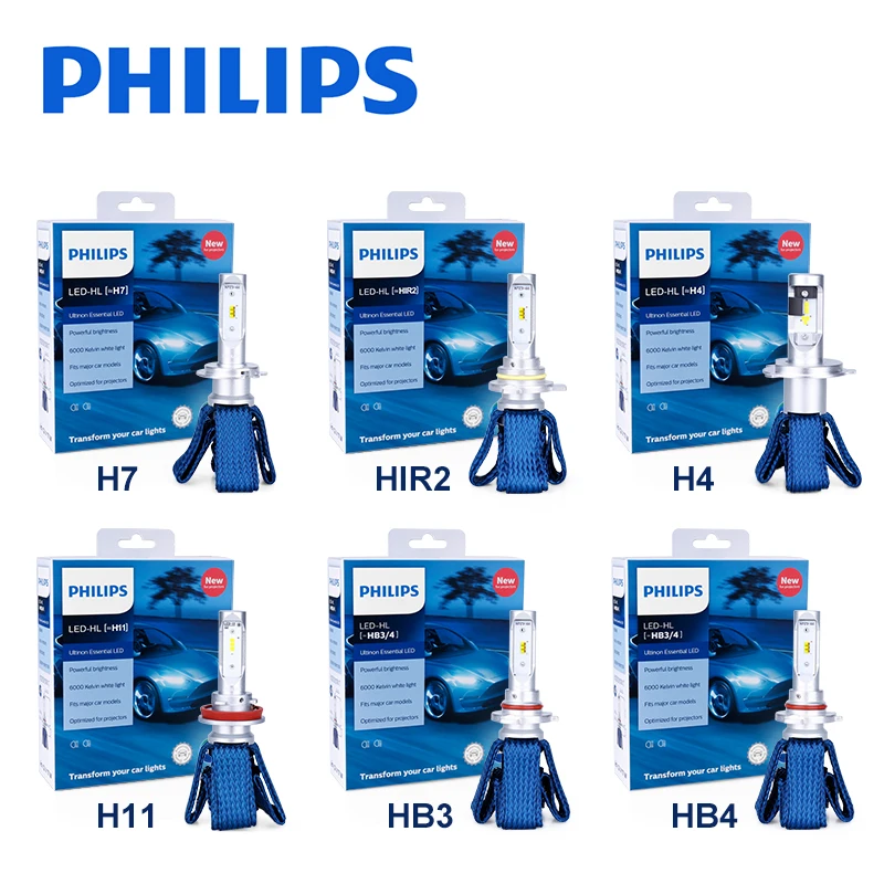 Philips H4 светодиодный H7 HB3 9005 9006 HB4 H11 H16(Япония) 9012 HIR2 огни автомобиля 6000 К авто высокого 12В для ближнего и дальнего света nebbia медная полоса противотуманная фара