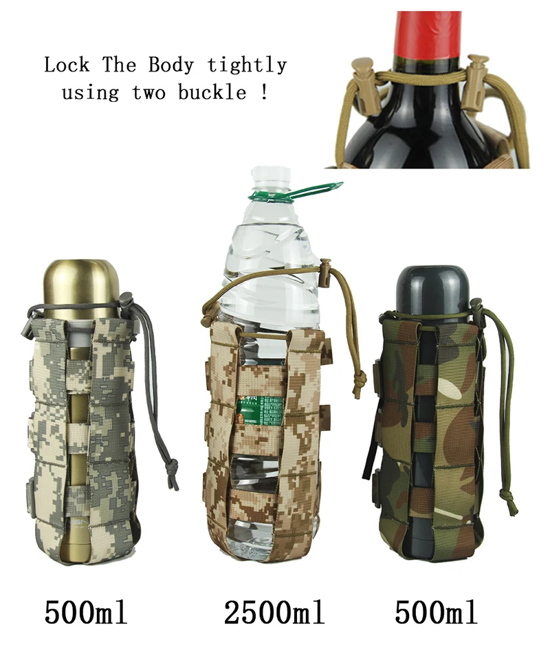 IKSNAIL 0.5L-2.5L тактическая Сумка Molle для бутылки с водой сумка Военная спортивная крышка кобура открытый дорожный чайник сумка с системой Molle