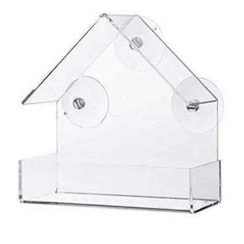 

Transparent Tray Birdhouse Suction Cup Mount House Type Feeder Bird Feeder Window Viewing Bird Feeders Acrylic