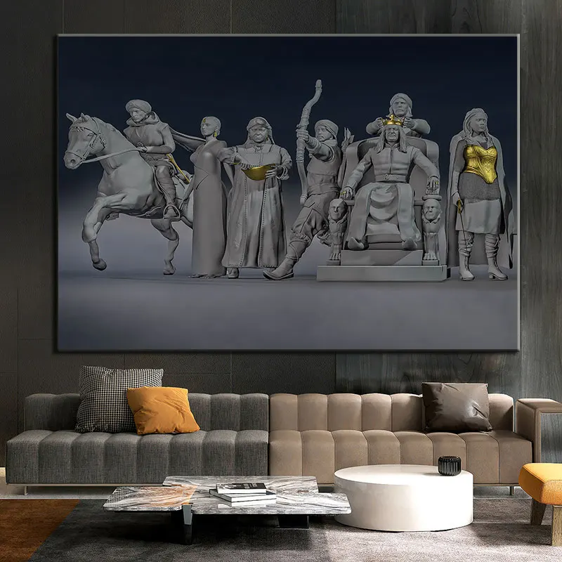 Металлическая фигура статуя искусство холст живопись абстрактные постеры и