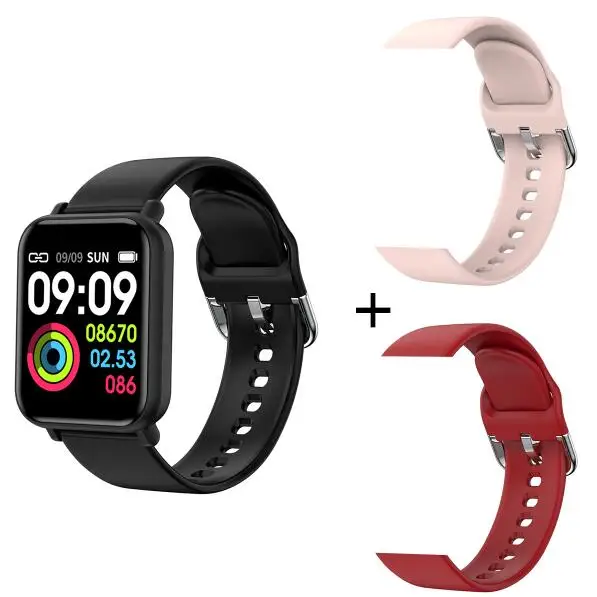R16 Смарт-часы для женщин и мужчин спортивная мода Ip67 Водонепроницаемый фитнес-трекер для активности пульсометр с полями Smartwatch Vs P68 P70 браслет - Цвет: Add red pink strap