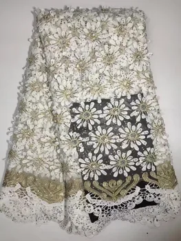 

2019 New Arrival African Lace ! African Net Lace High Quality French Fabric with Stones Embroidery D13523 WHITE