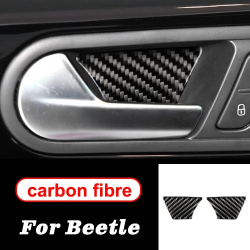 Аксессуары для volkswagen beetle, внутренняя отделка из углеродного волокна, центральная консоль, дверная панель, рулевое колесо, наклейки для автомобиля, Стайлинг - Название цвета: Door Handle B