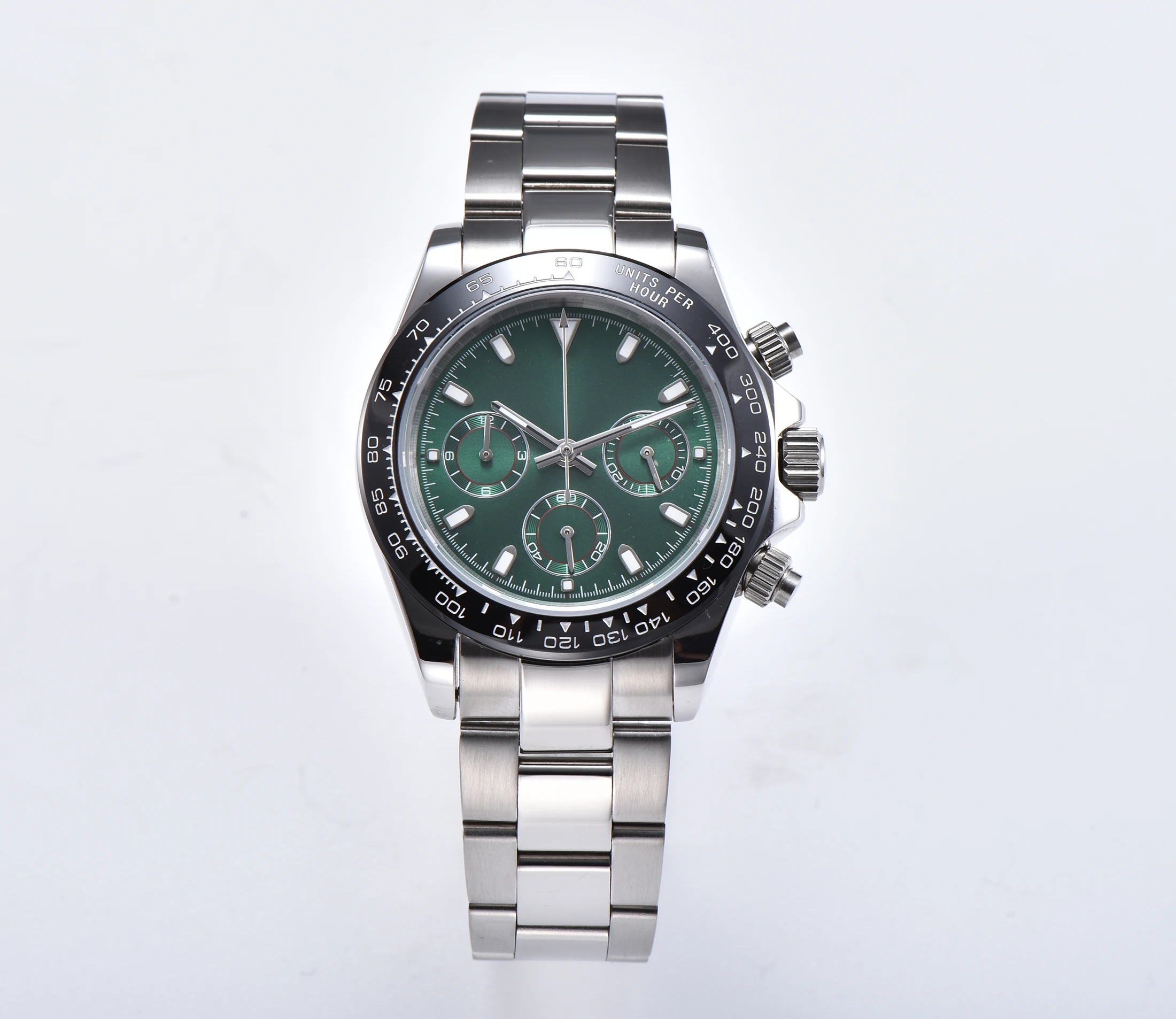 

chronograph new 39MM watch quartz movement VK63 sapphire ceramic bezel luminous pointer steel strap 8246