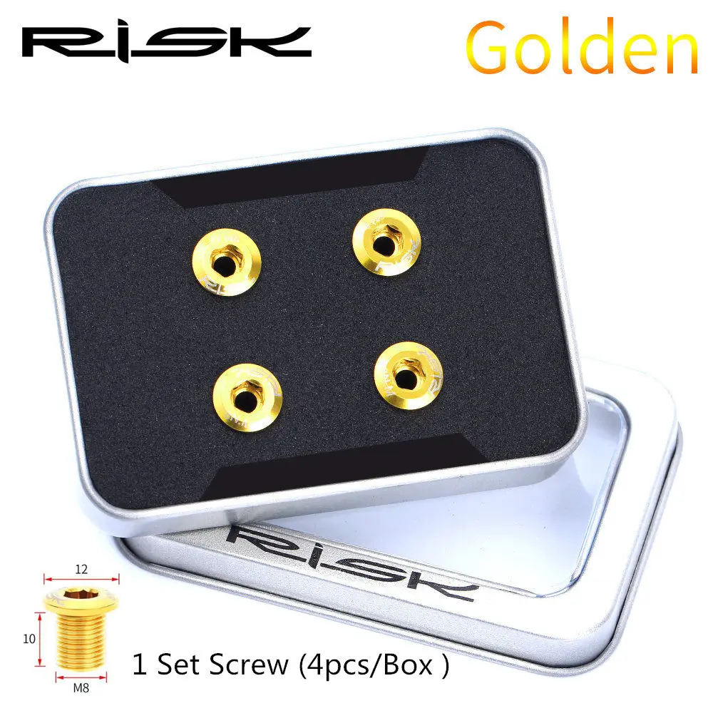1 Set Golden RISK MTB дорожный велосипед chainболты для цепи гайки для BMX фиксированная передача трек одиночный/двойной диск GR5(TC4) титановый сплав - Цвет: 1 Set Golden