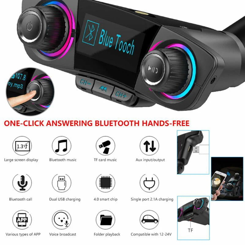 BT06 Bluetooth автомобильное зарядное устройство fm-передатчик стиль Bluetooth 5,1 интеллектуальная тележка зарядное устройство с поддержкой Bluetooth MP3-плеер fm-передатчик