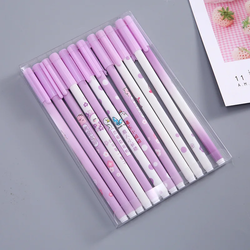 12 шт./компл./комплект гелевых ручек черные канцелярские ручки kawaii милые школьные