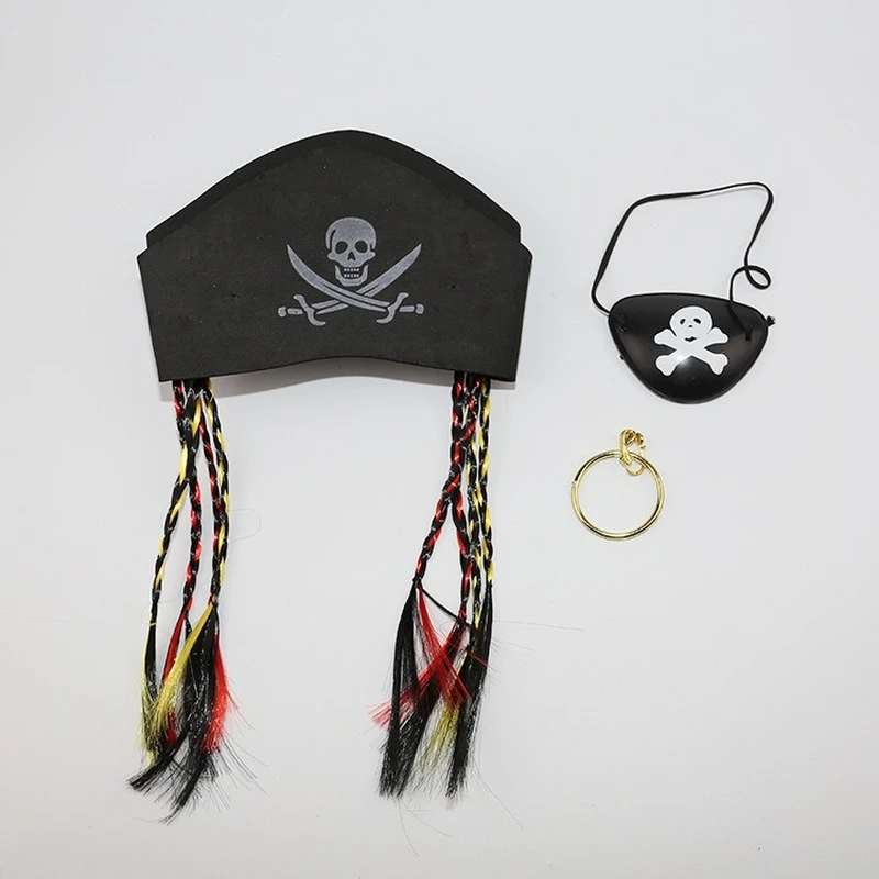 Accesorios de disfraz de pirata de Halloween, accesorios de fiesta, juguetes para niños, sombrero de pirata, Parche de ojo, regalos de suministros de fiesta de cumpleaños para niños|Obsequios para fiestas| -