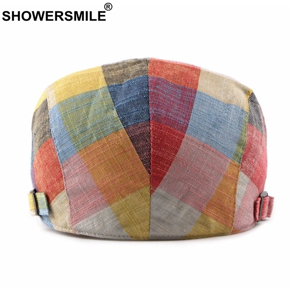 Кепка SHOWERSMILE Мужская/Женская льняная в британском стиле берет клетку