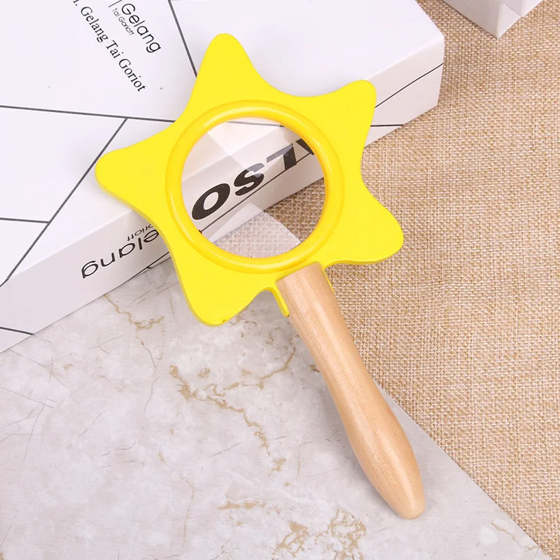 Wooden Magnifier Toy Yellow Star Fun Magnifying Glass Science Education Early Education Observation 3-4-5 Year Old Utensil Toy 9