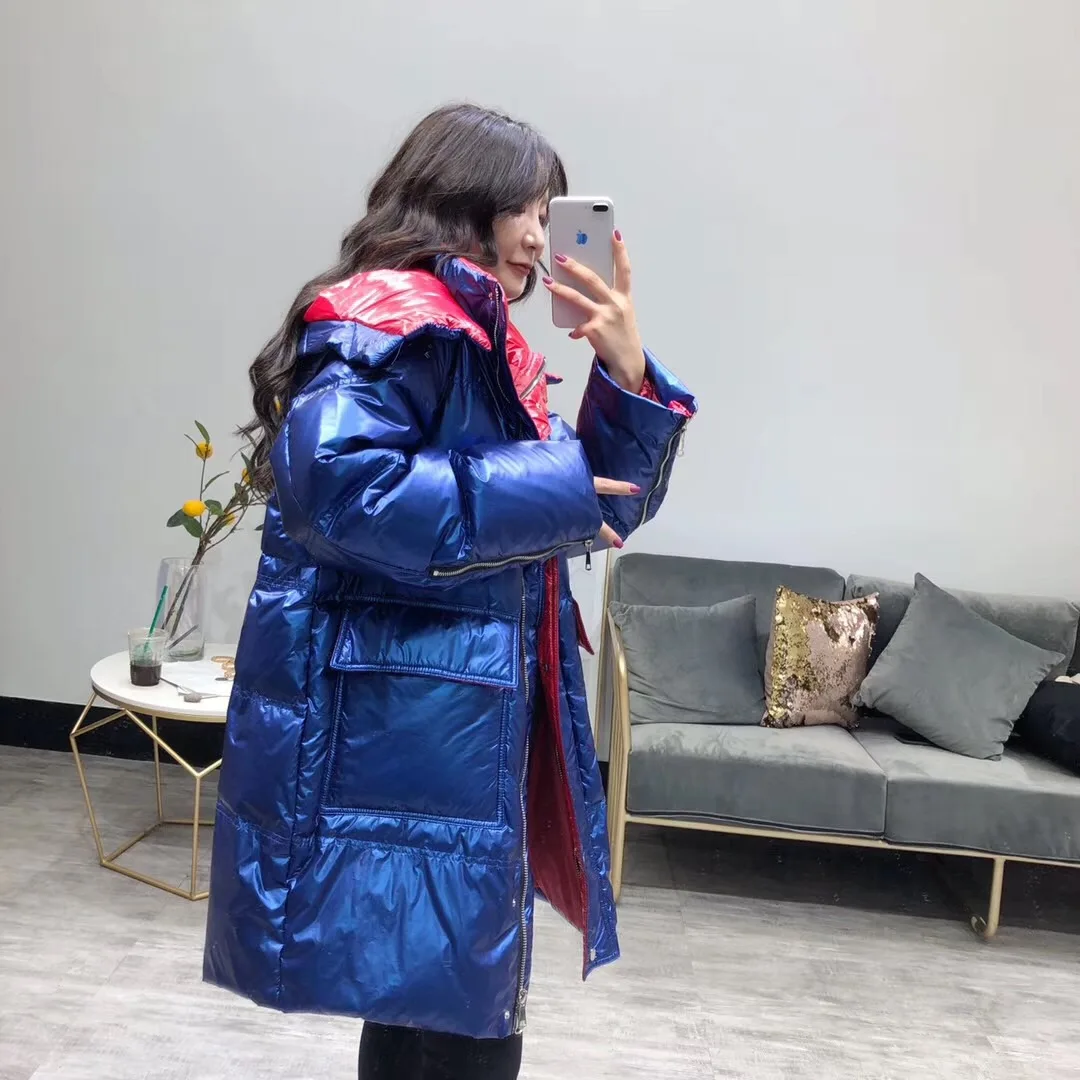JuneLove Winter Down Jacket Women Plus Size Coat Female Hooded Thick White Duck Down Jacket Lady Fashion Street Warm Outerwears