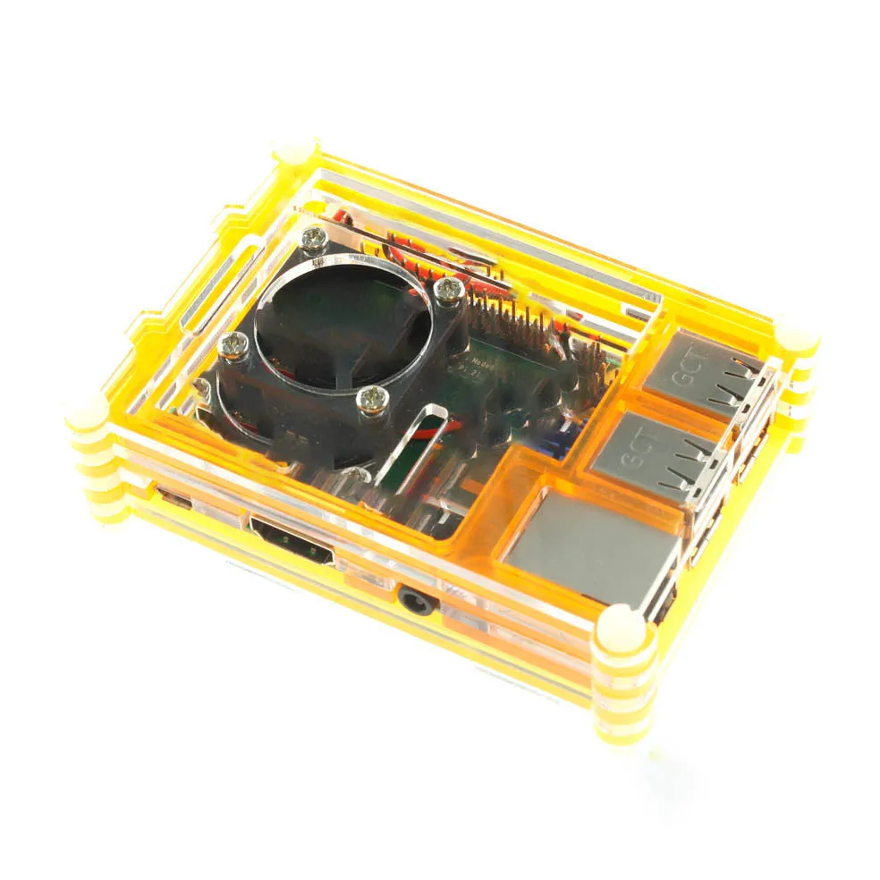 Для Raspberry Pi 3B Plus, корпус, коробка, 9 слоев, акриловая оболочка, крышка, вентилятор охлаждения процессора и радиатор для Raspberry Pi 3 Model B - Цвет: Only Orange Case