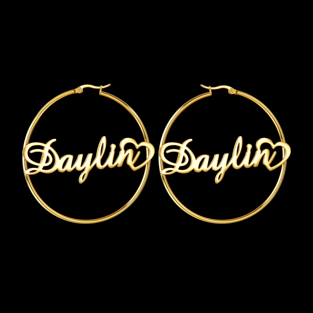 

Fashion Custom Name Drop Earrings for Women Personalized Namplate ID Dangle Diameter 50mm Earring Stainless Steel Jewelry Gift