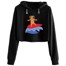Pies Surfing zwierzęta bluzy kobiety Kawaii Goth Grunge pulower w stylu Harajuku dla dziewczynek tanie tanio POLIESTER REGULAR CN (pochodzenie) Na wiosnę jesień Drukowanie STREETWEAR Bluzy z kapturem Pełne Jesień 2021 Cienkie