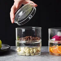 Small Containers with Lids, Glass Jars for Food, Can Overlap, Save Space Fridge Storage, Fruit Salad Fresh Bowl, Kitchen Items 2