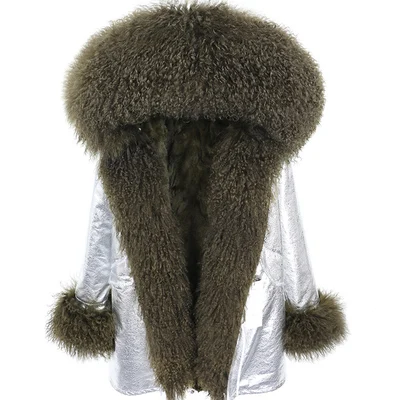 Новая зимняя съемная подкладка из меха кролика супер большой овчины меховой воротник длинный толстый мех пальто - Цвет: 17