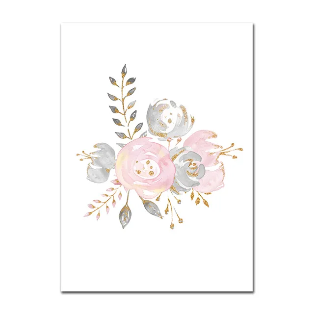 Baby Posters Personalized Girl's Name Custom Poster Nursery Prints Pink Flowers Wall Art Canvas Painting Pictures For Girls Room - Цвет: U