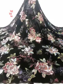 

Sequins Lace Fabric High Quality African Velvet Lace Nigerican Lace Fabrics French Tulle Lace Fabric For Sewing DPA7