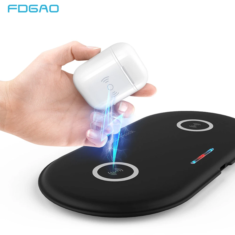 

2 in 1 10W Qi Wireless Charger for iPhone 11 Pro XS XR X 8 Dual Phone Fast Charging Pad for Samsung S10 S9 S8 Note 10 9 Airpods