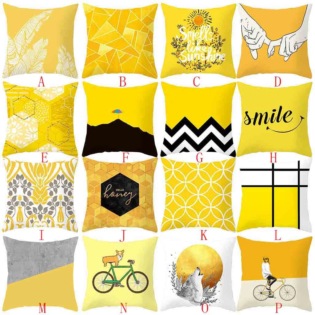 Yellow Polyester Pillow Case Sofa Car Waist Throw Cushion Cover Home D 割引価格