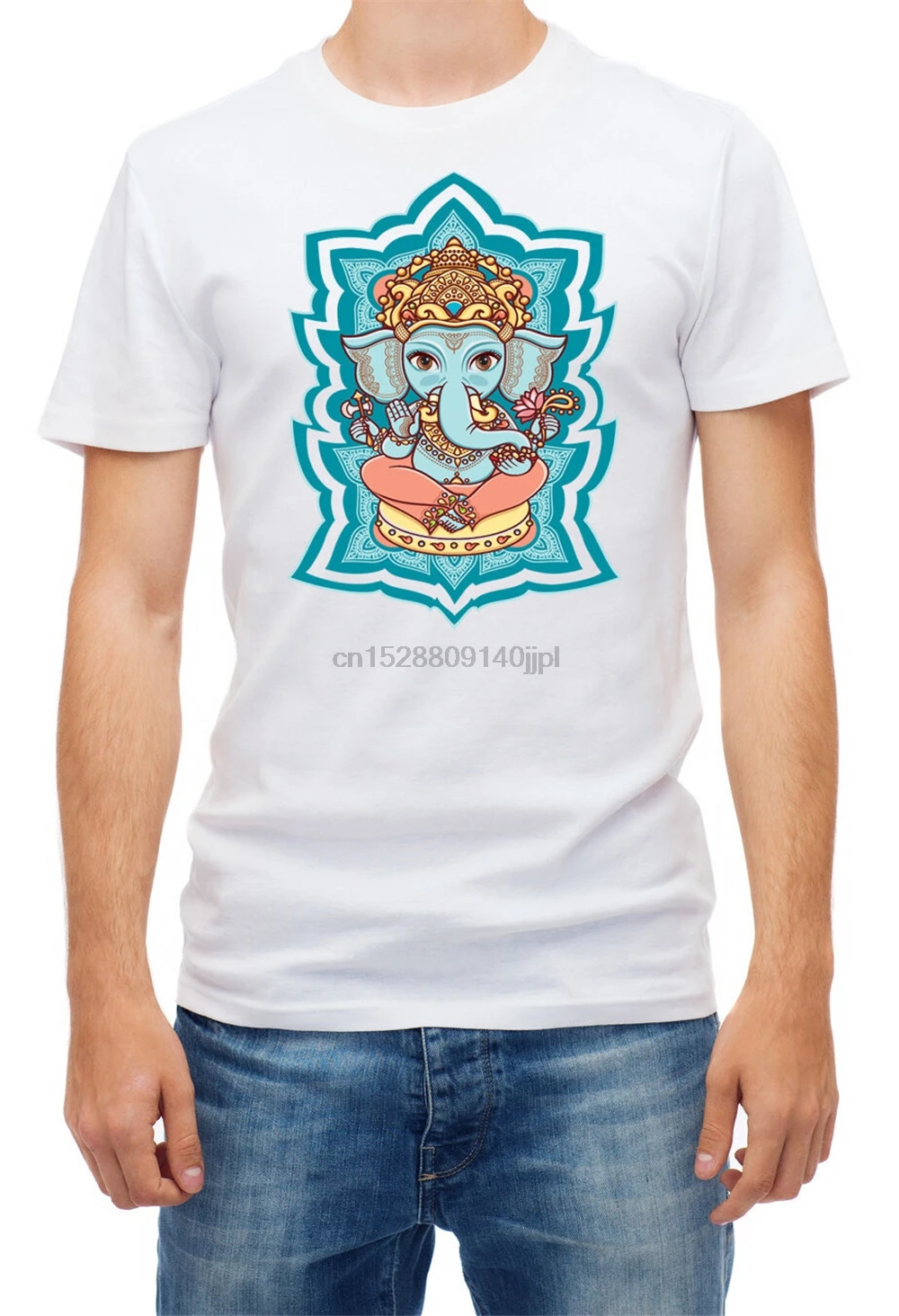 Слон счастливый Ганеш Chaturthi Etnic индуистский Мужская футболка короткий рукав
