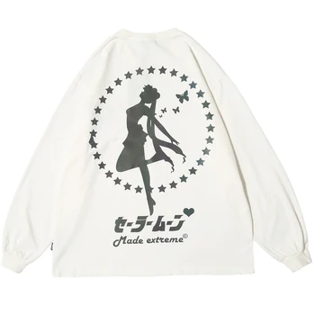 

Women Mens Reflected Sailor Moon Long Sleeve Tees Shirts 2020 Mens Hipster Hip Hop Casual Streetwear Tshirts Fashion Tops